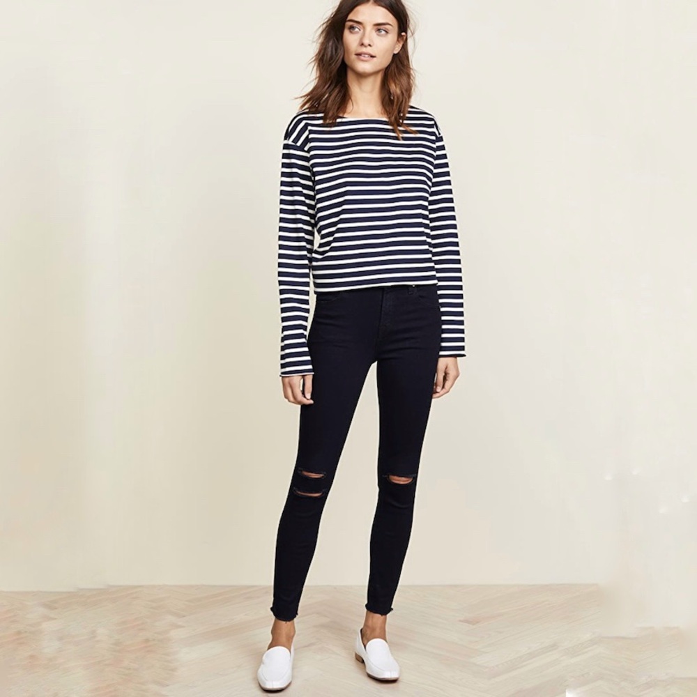 J Brand High Rise Alana Crop Distressed Jeans in Off Beat Size 28